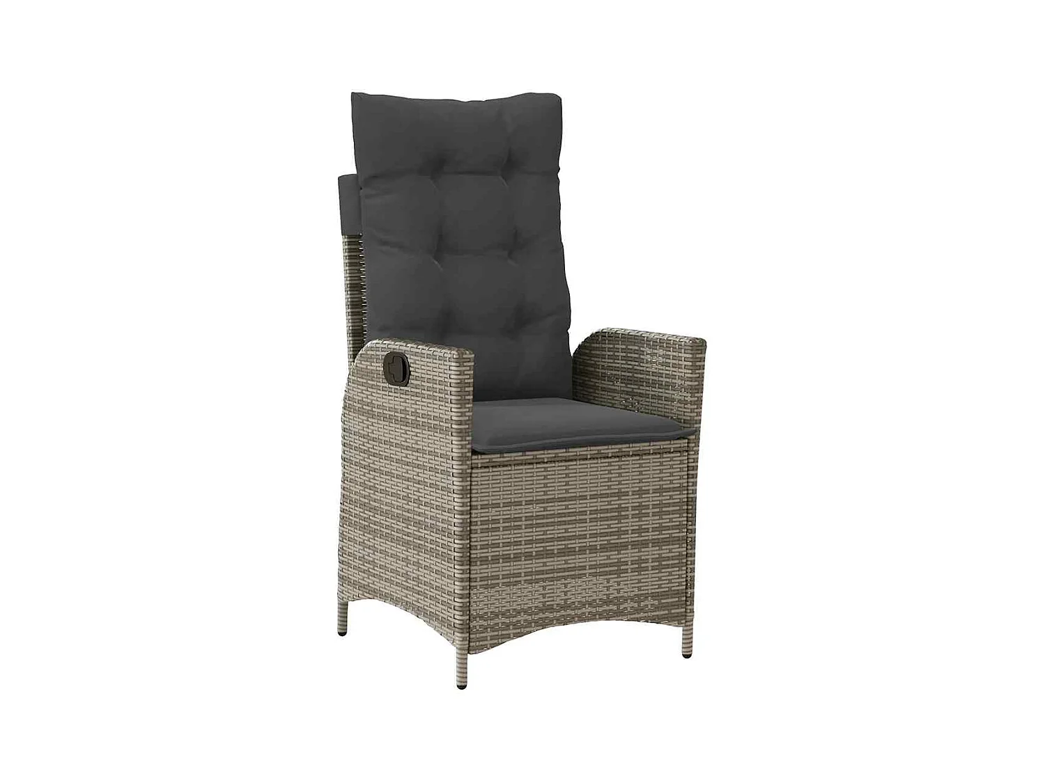 Liggende tuinstoel met grijze kunsthars rieten kussens