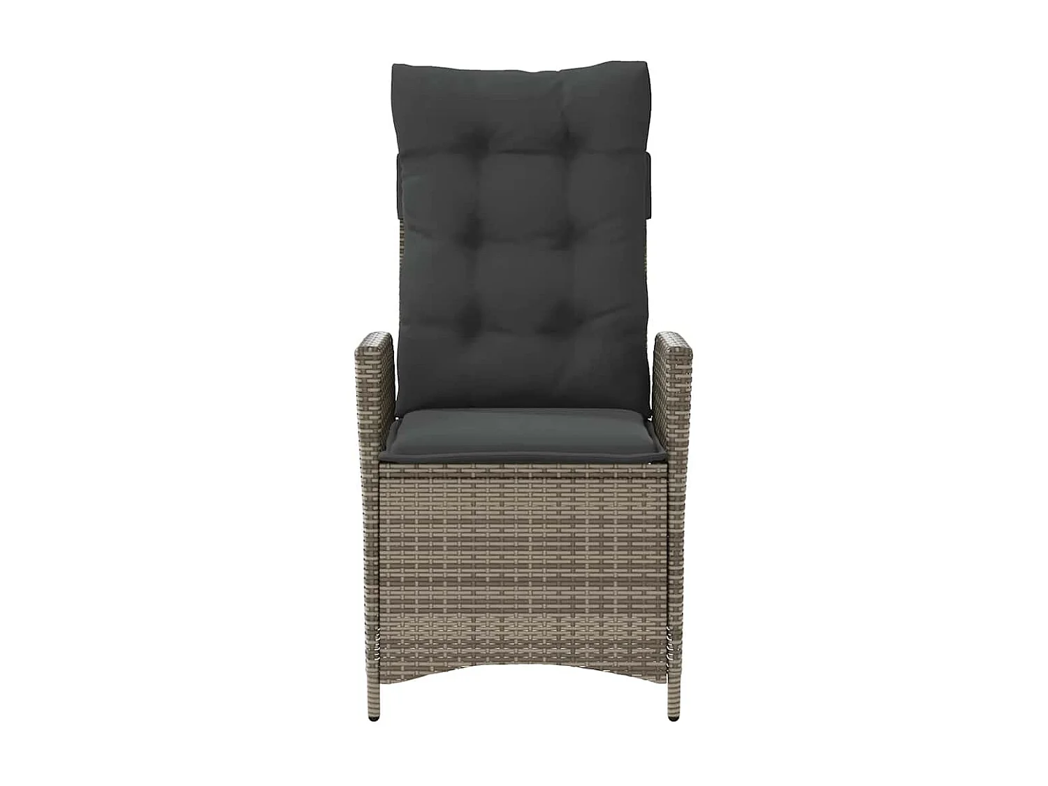 Silla de jardín reclinable con cojines de mimbre de resina gris