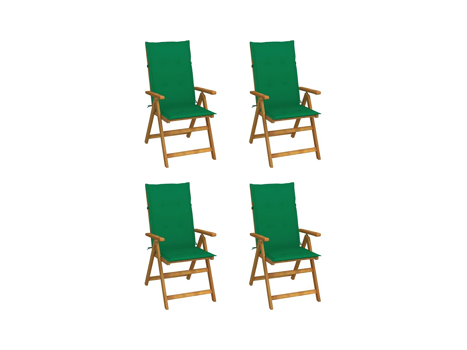 Chaises inclinables de jardin lot de 4 et coussins Bois acacia