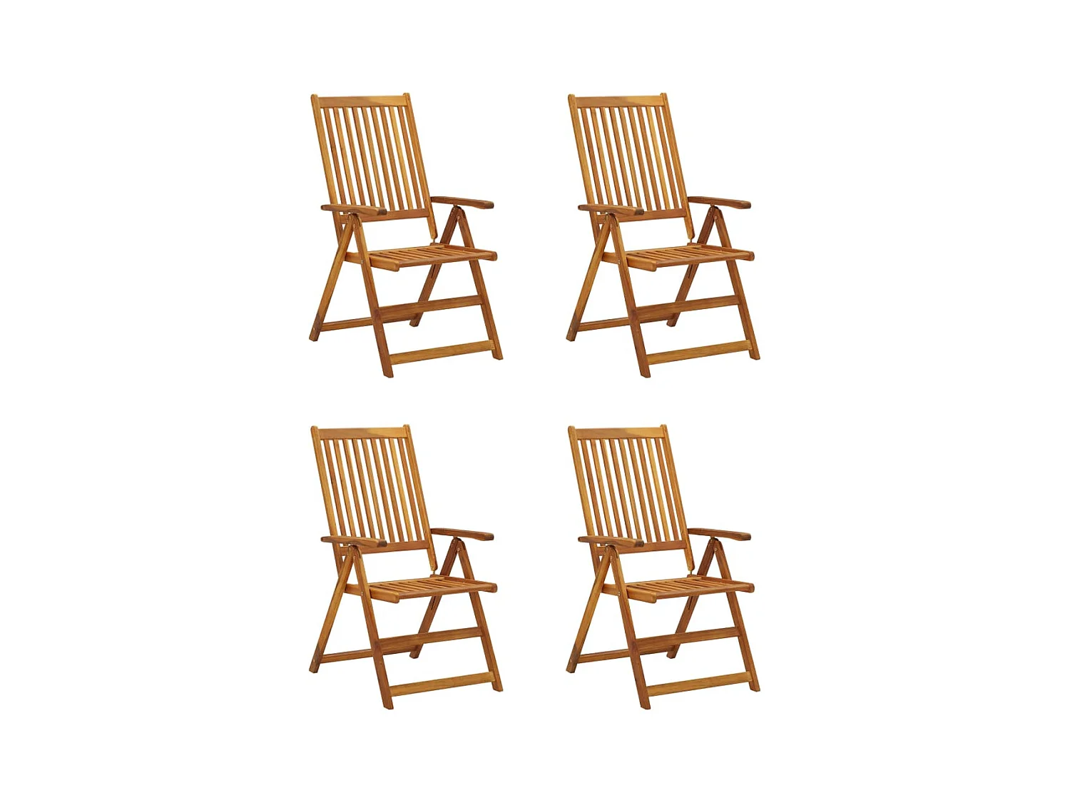 Chaises inclinables de jardin lot de 4 et coussins Bois acacia