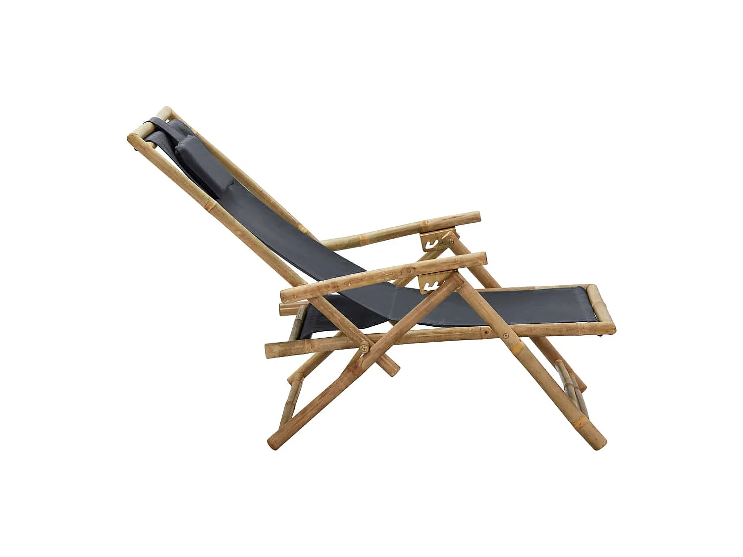 Chaise de relaxation inclinable Gris foncé Bambou et tissu