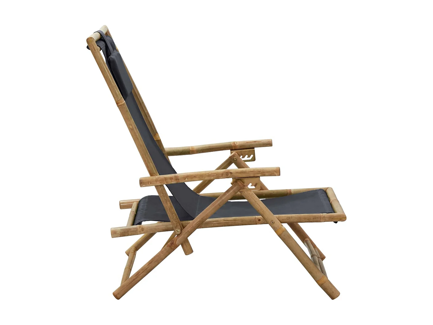 Chaise de relaxation inclinable Gris foncé Bambou et tissu