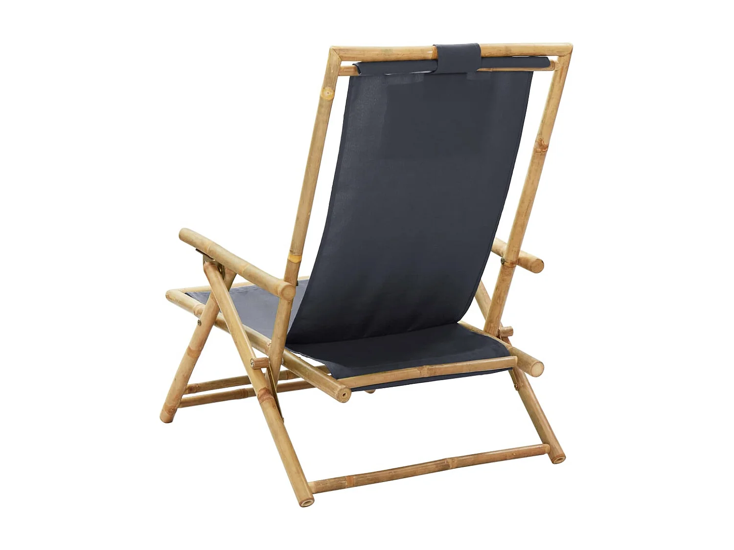 Chaise de relaxation inclinable Gris foncé Bambou et tissu