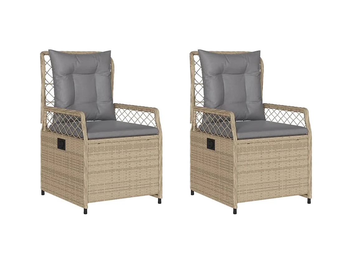 Chaises inclinables de jardin lot de 2 beige résine tressée