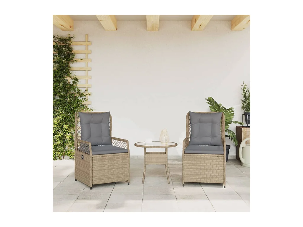 Chaises inclinables de jardin lot de 2 beige résine tressée