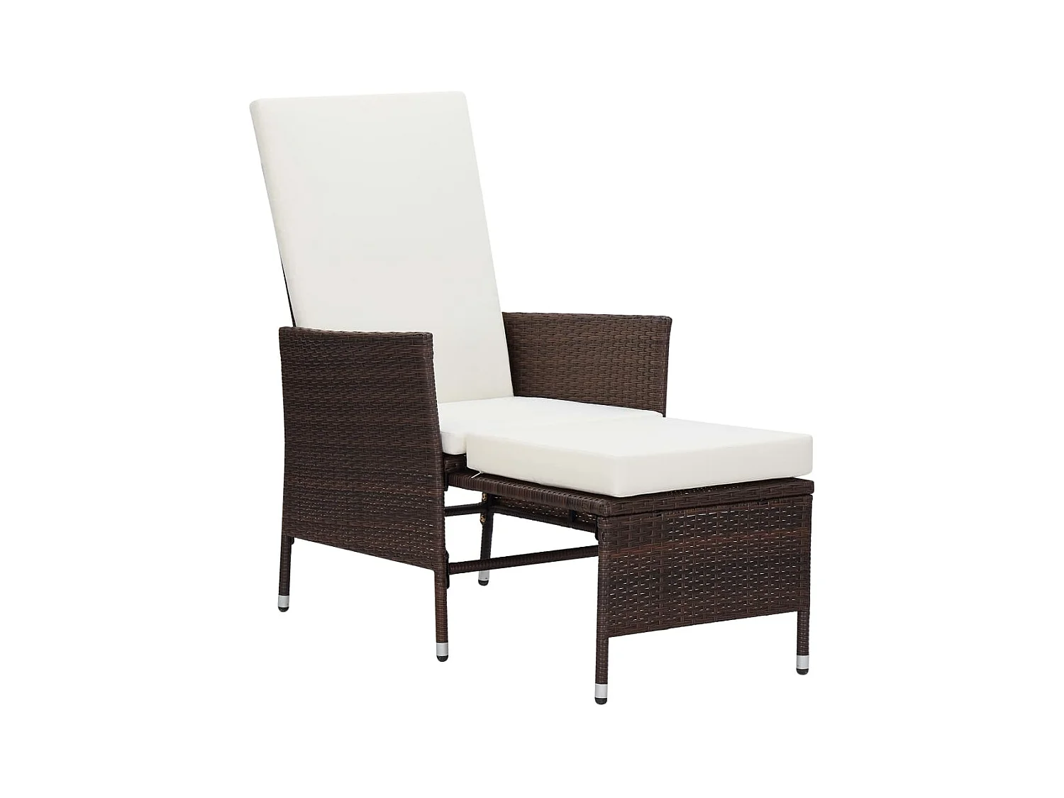 Liggende tuinstoel met kussens Bruin gevlochten hars