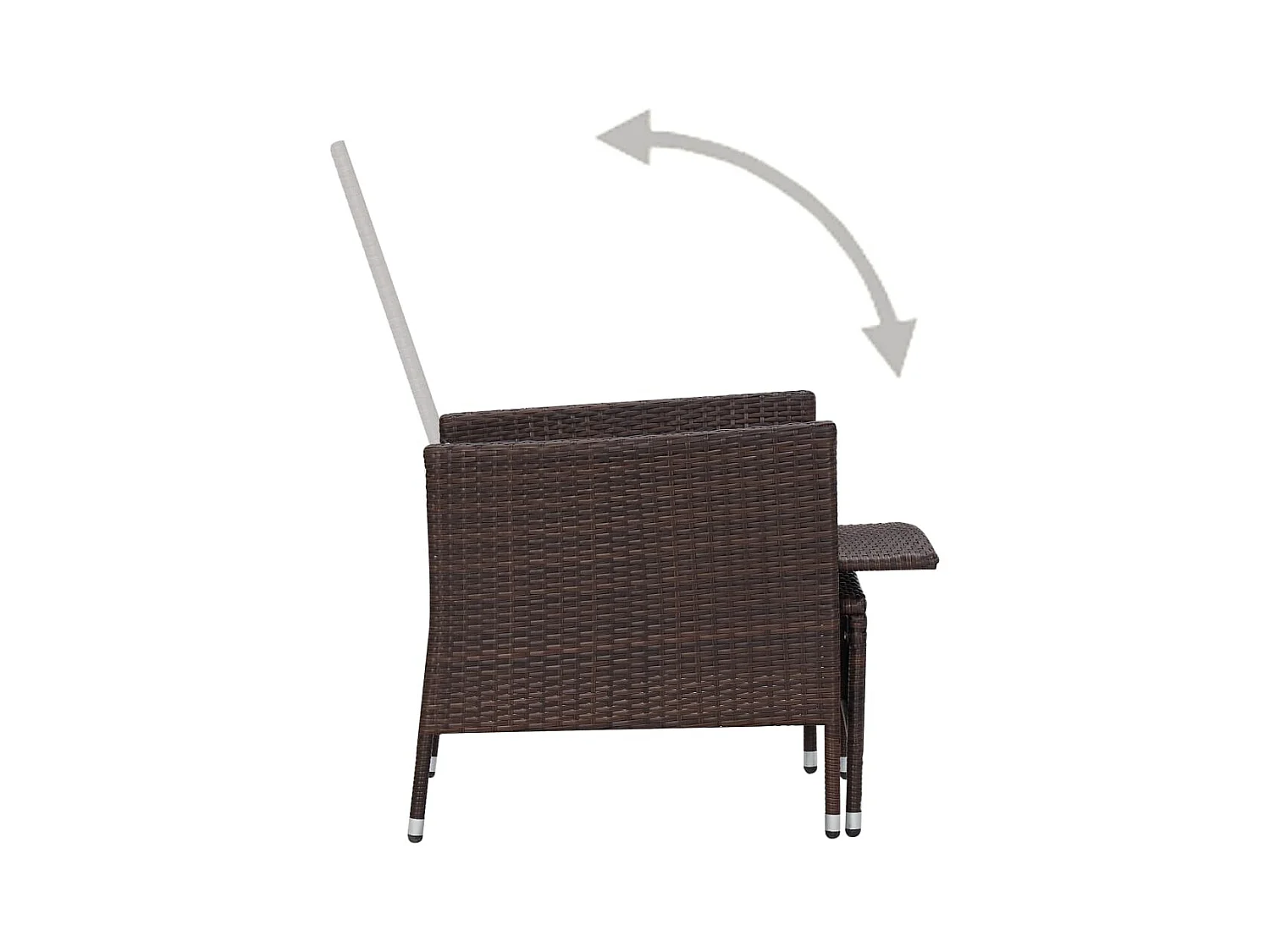 Liggende tuinstoel met kussens Bruin gevlochten hars