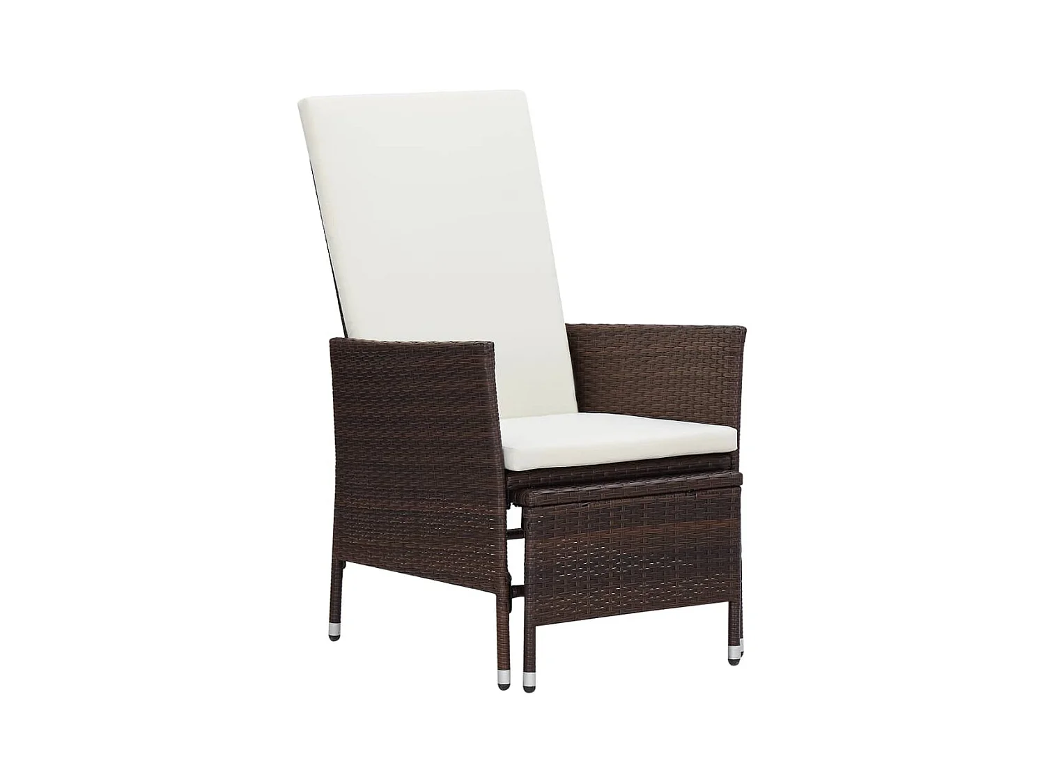 Chaise inclinable de jardin avec coussins Résine tressée Marron