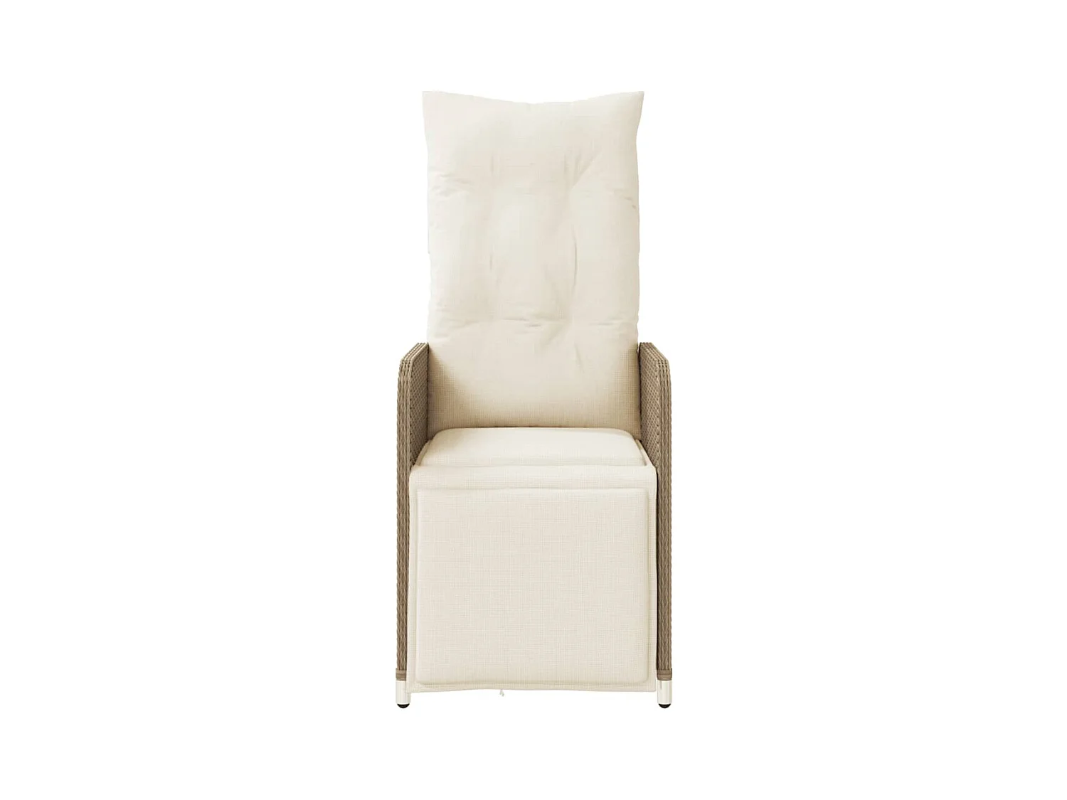 Silla de jardín reclinable con cojines de mimbre de resina beige