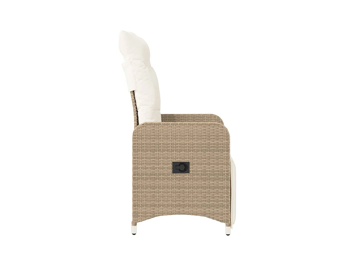 Silla de jardín reclinable con cojines de mimbre de resina beige