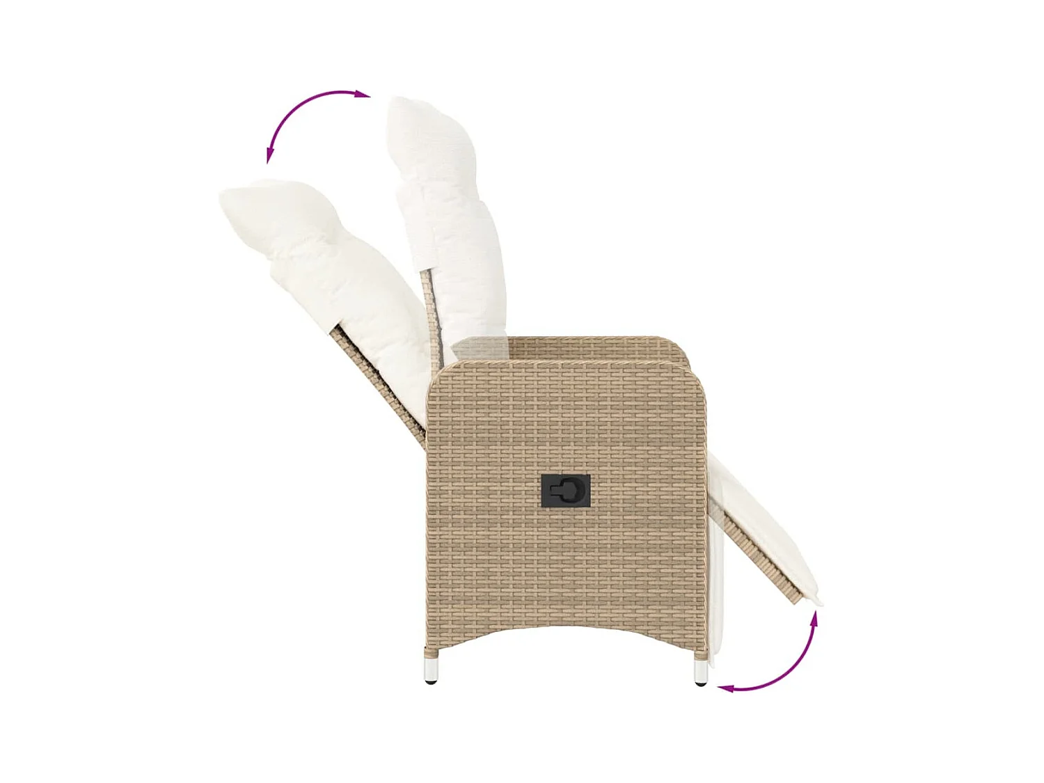 Chaise inclinable de jardin avec coussins beige résine tressée