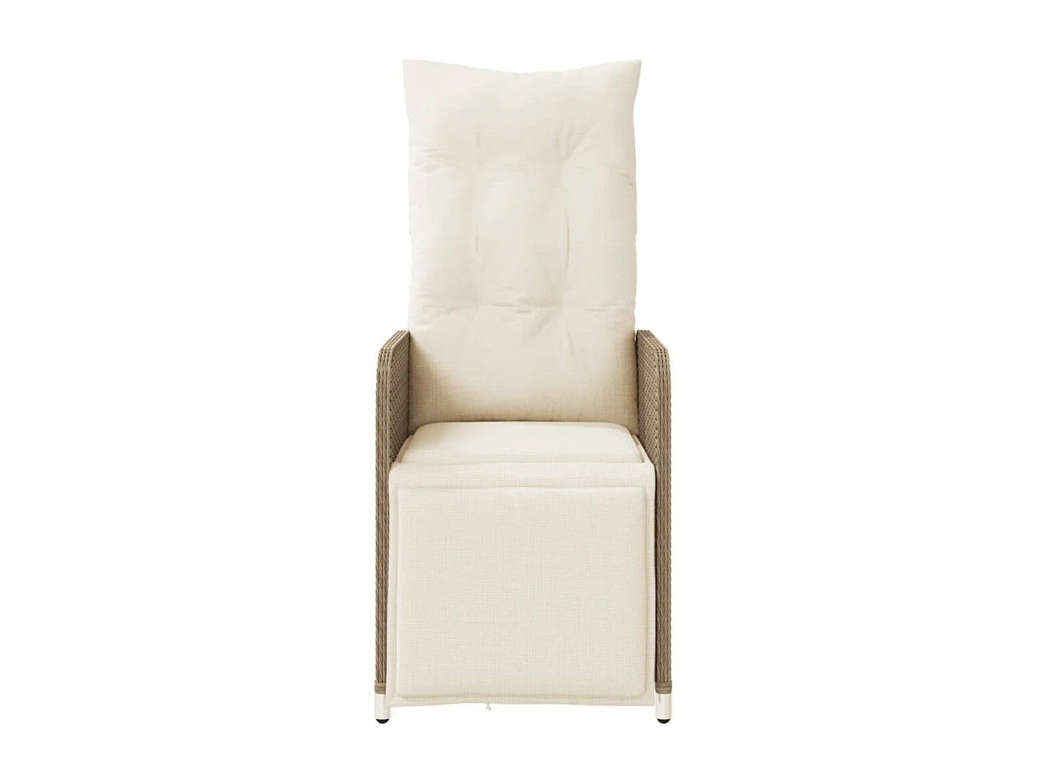 Silla de jardín reclinable con cojines de mimbre de resina beige