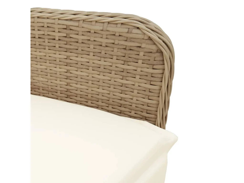 Silla de jardín reclinable con cojines de mimbre de resina beige