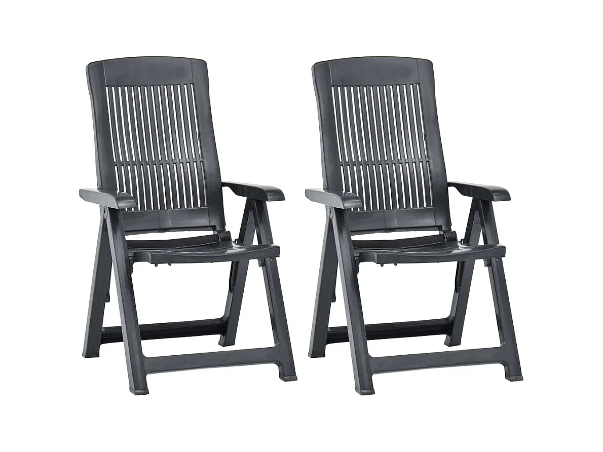 Ligstoelen tuinset van 2 Antraciet kunststof