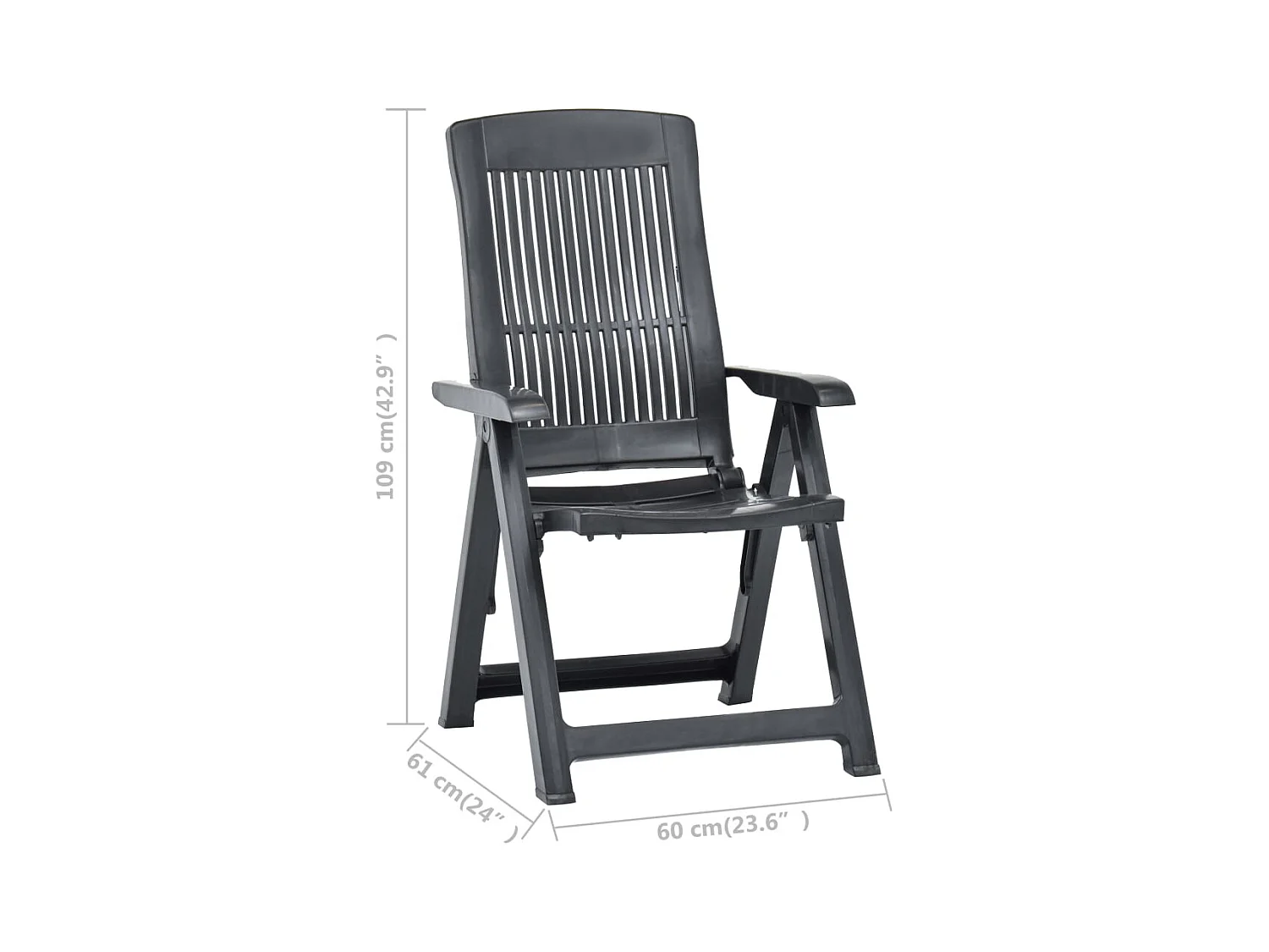 Ligstoelen tuinset van 2 Antraciet kunststof