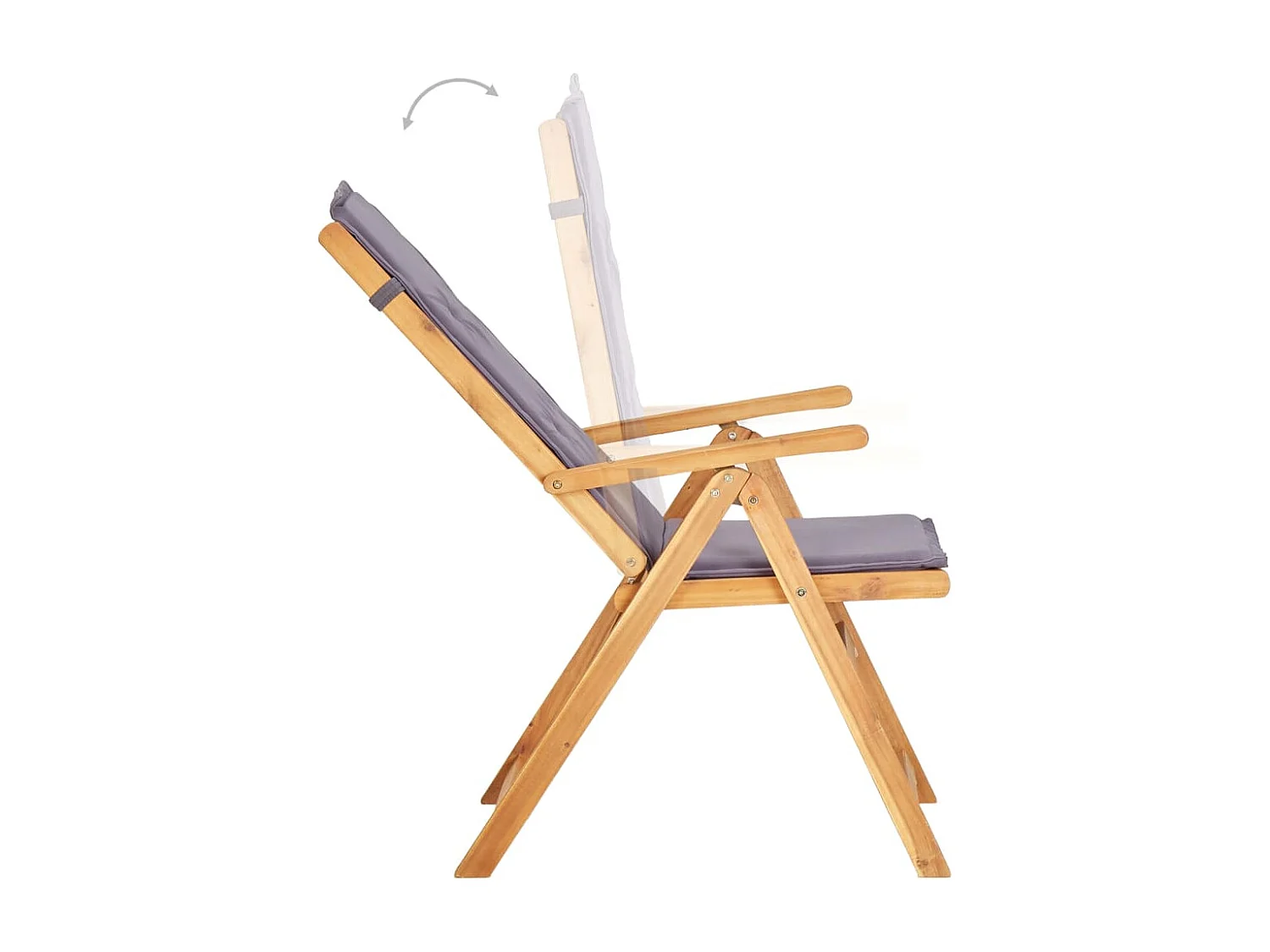 Juego de 2 sillas de jardín reclinables de madera maciza de acacia