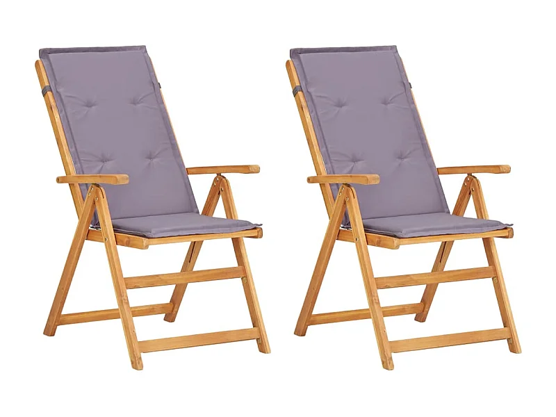 Chaises inclinables de jardin lot de 2 Bois solide d'acacia