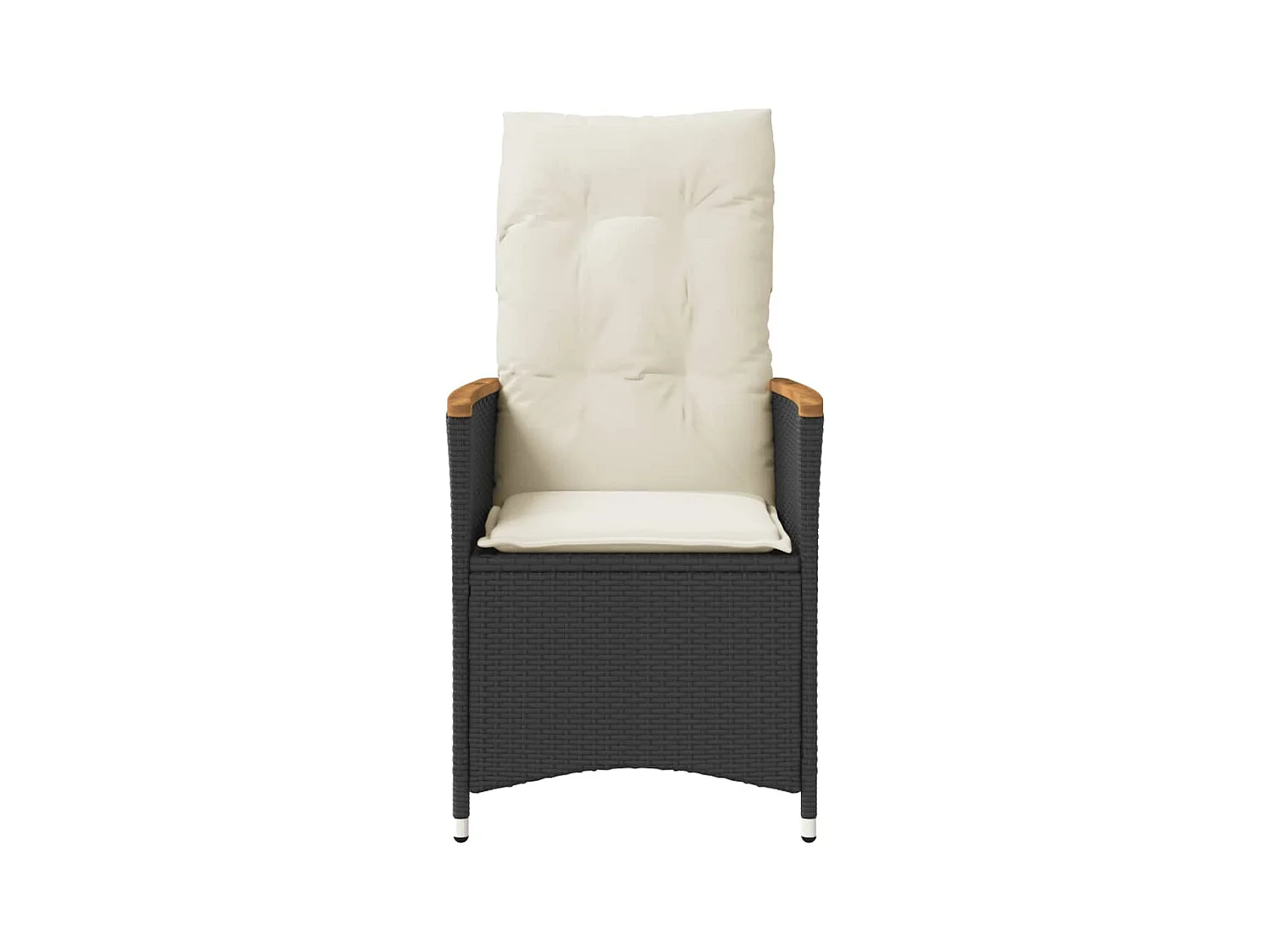 Chaise inclinable de jardin avec coussins noir résine tressée