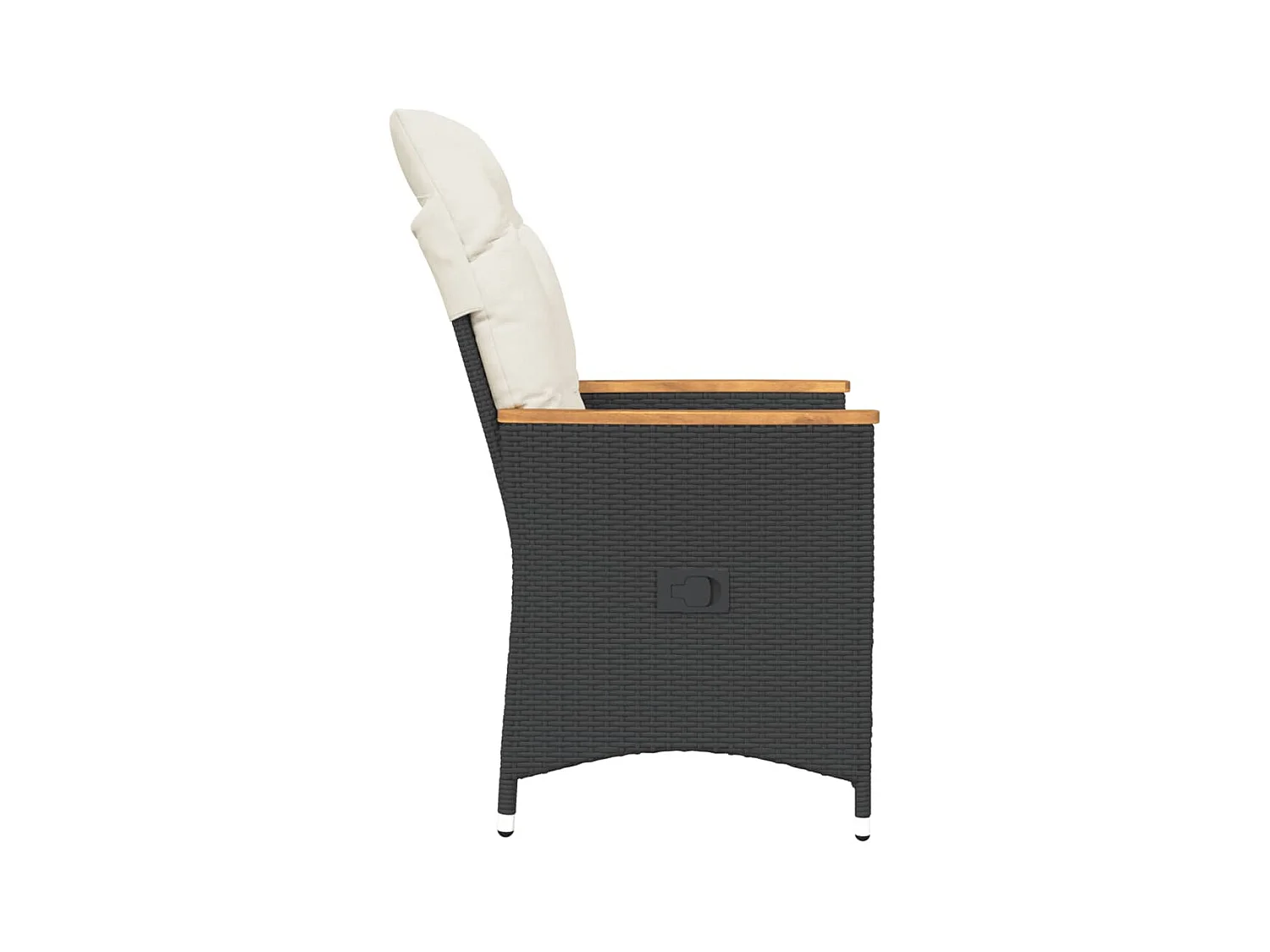 Chaise inclinable de jardin avec coussins noir résine tressée