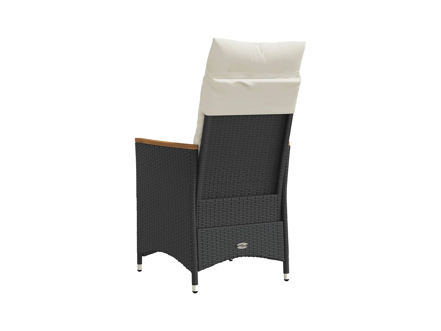 Chaise inclinable de jardin avec coussins noir résine tressée