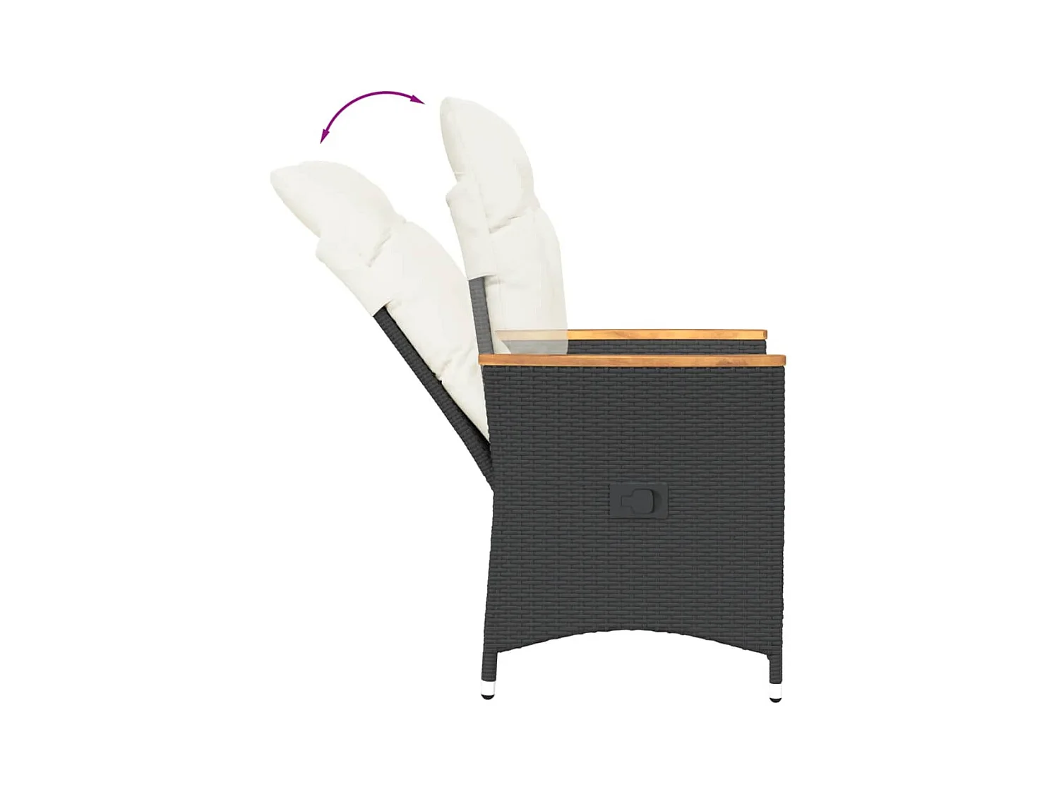 Chaise inclinable de jardin avec coussins noir résine tressée
