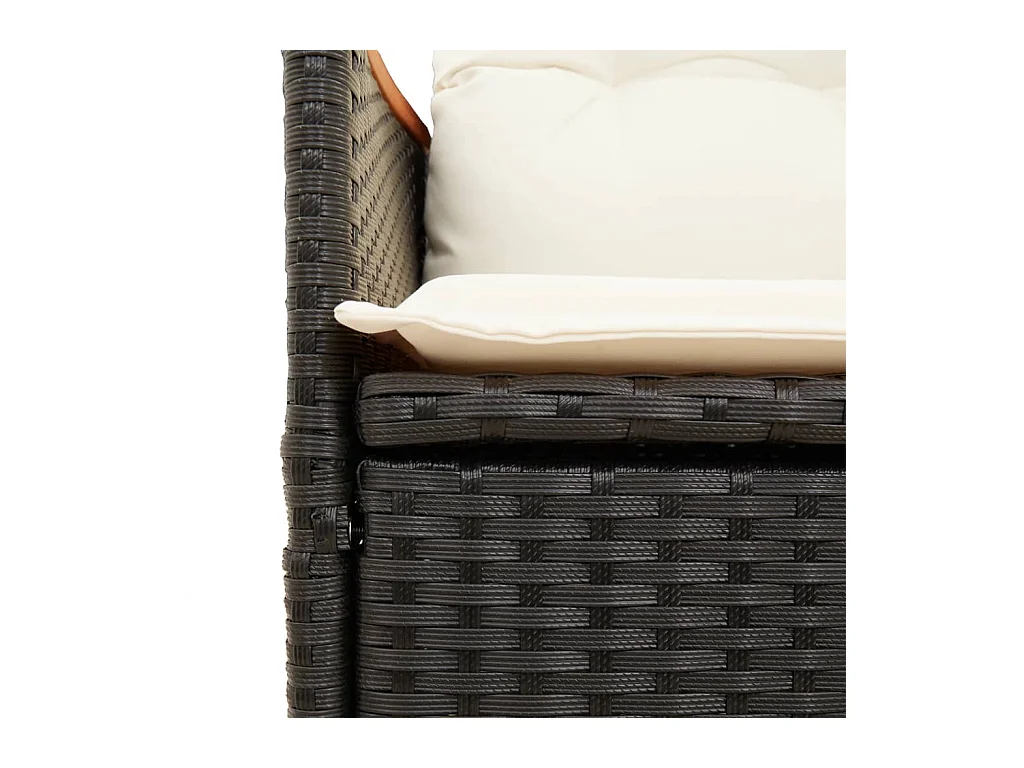 Chaise inclinable de jardin avec coussins noir résine tressée
