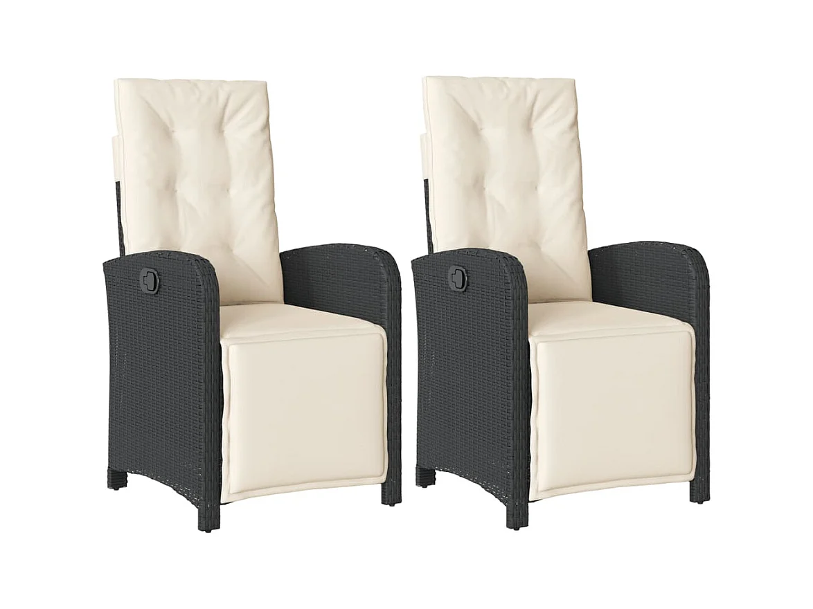 Tuinstoelen Set van 2 Zwarte Rotan Voetenbank