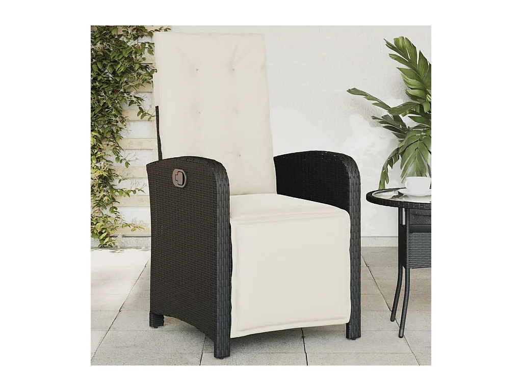 Tuinstoelen Set van 2 Zwarte Rotan Voetenbank