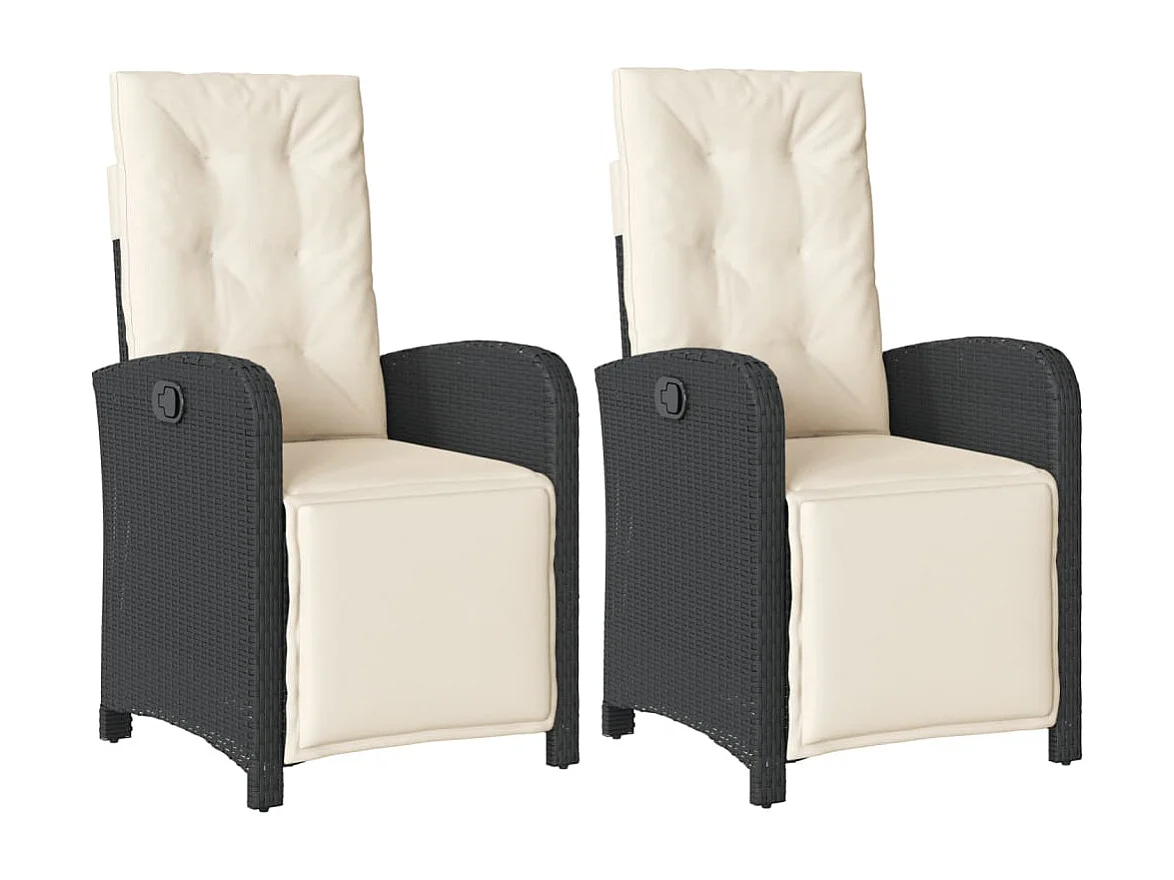 Chaises inclinables de jardin lot de 2 repose-pied noir rotin