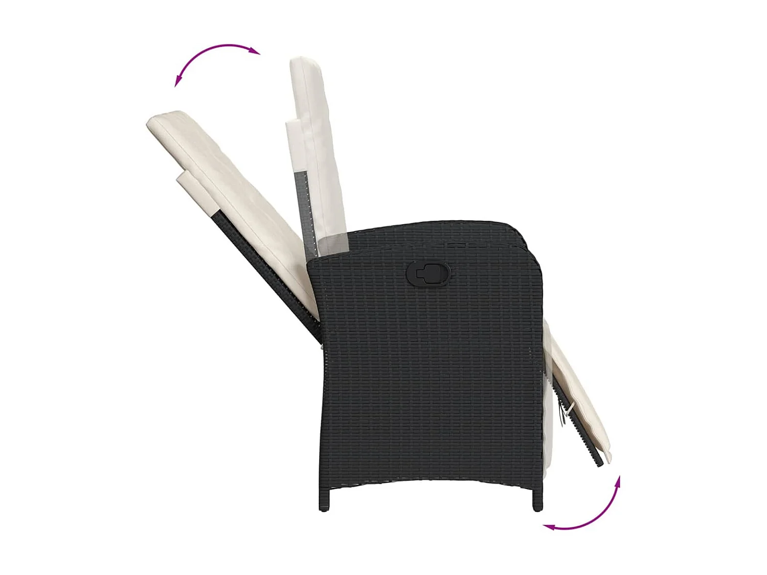 Chaises inclinables de jardin lot de 2 repose-pied noir rotin