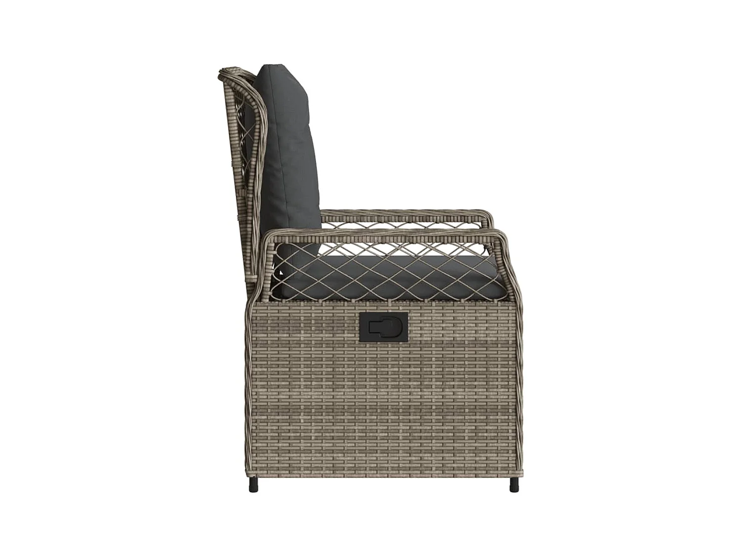 Set di 2 sedie da giardino reclinabili in resina di vimini grigia