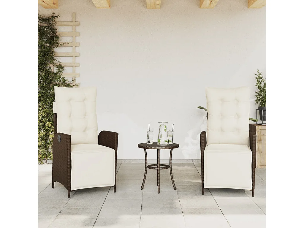 Chaises inclinables de jardin lot de 2 avec repose-pied rotin