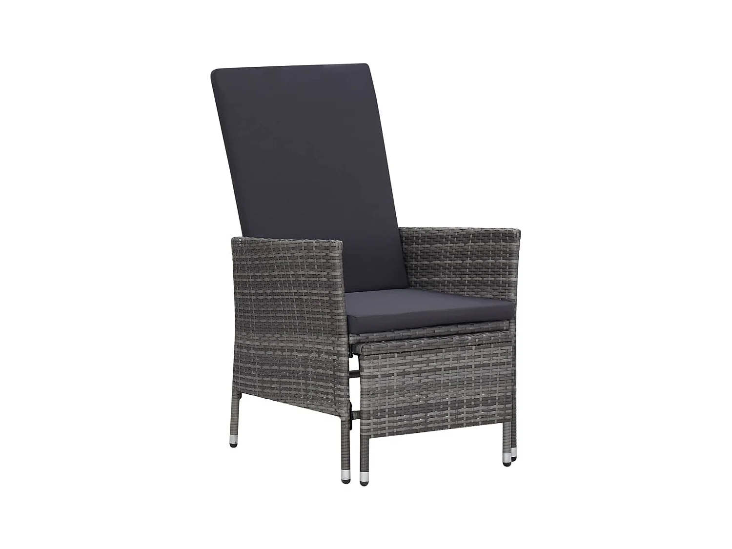 Chaise inclinable de jardin avec coussins Résine tressée Gris