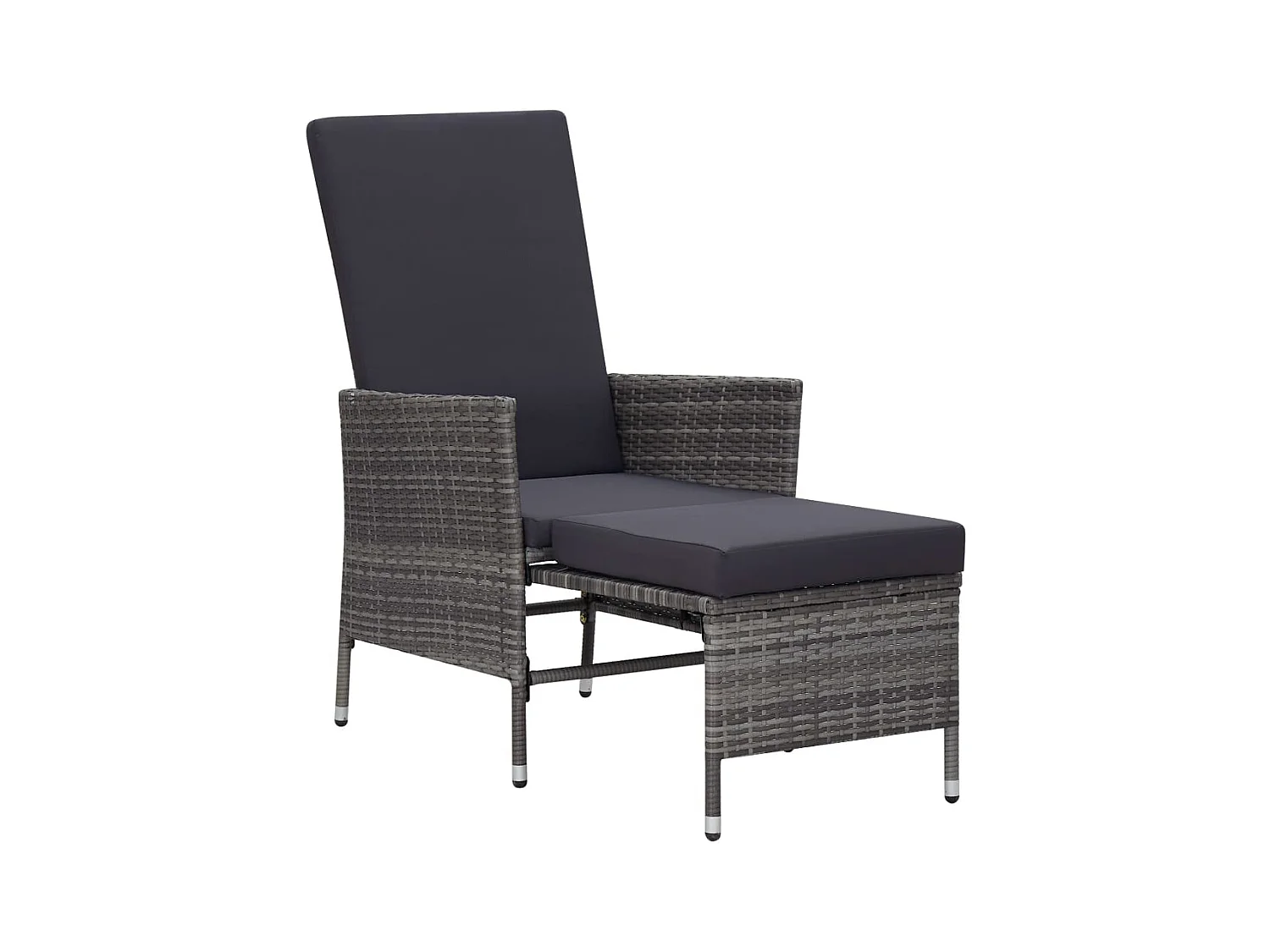 Chaise inclinable de jardin avec coussins Résine tressée Gris
