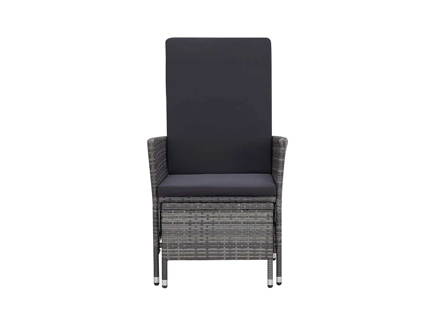 Chaise inclinable de jardin avec coussins Résine tressée Gris