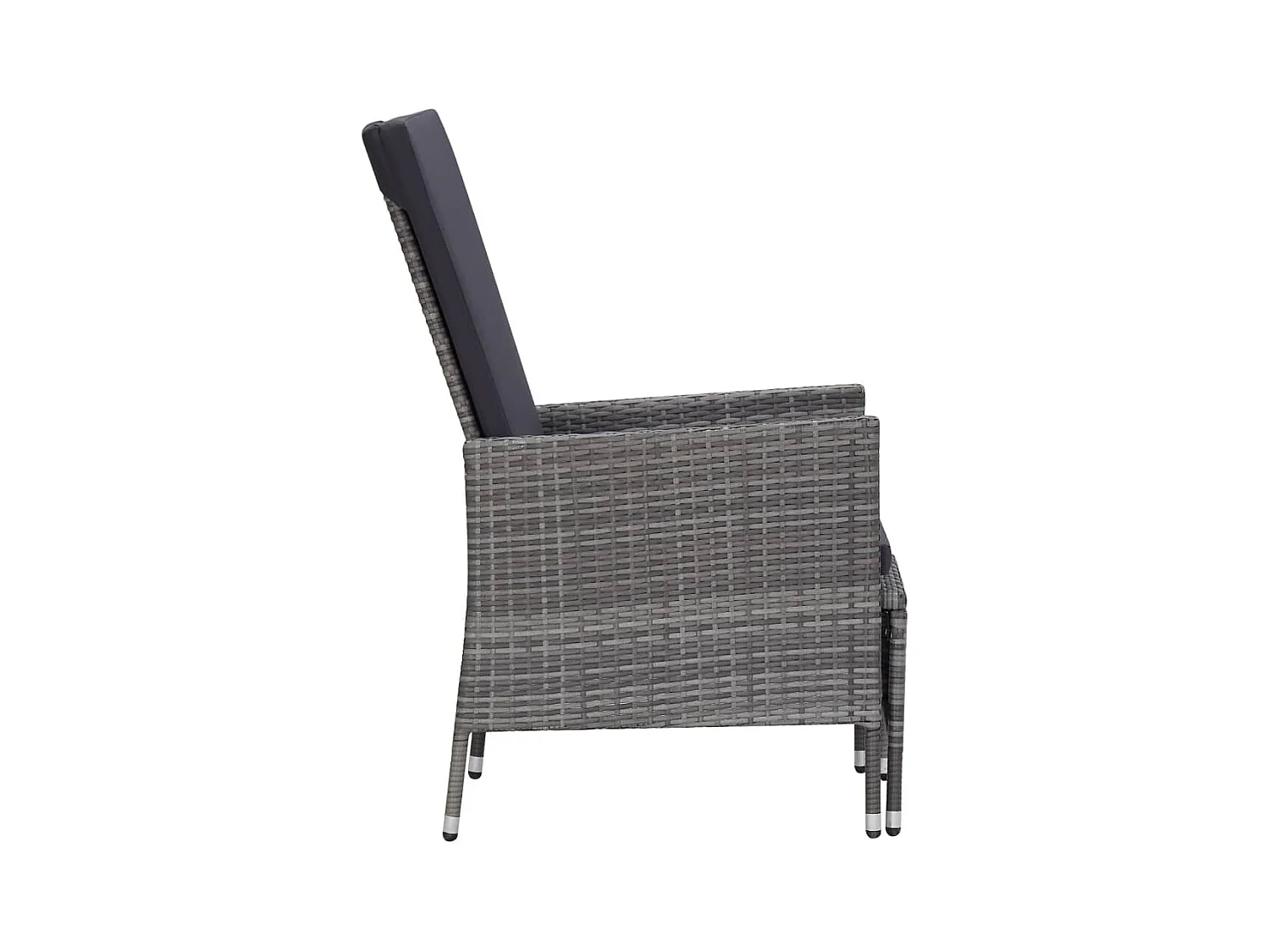 Chaise inclinable de jardin avec coussins Résine tressée Gris