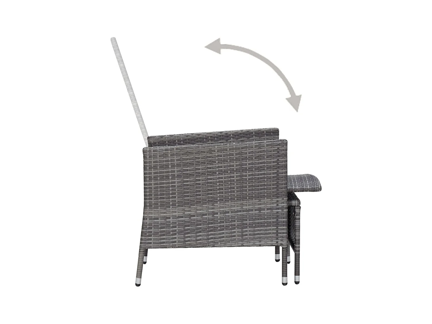 Chaise inclinable de jardin avec coussins Résine tressée Gris