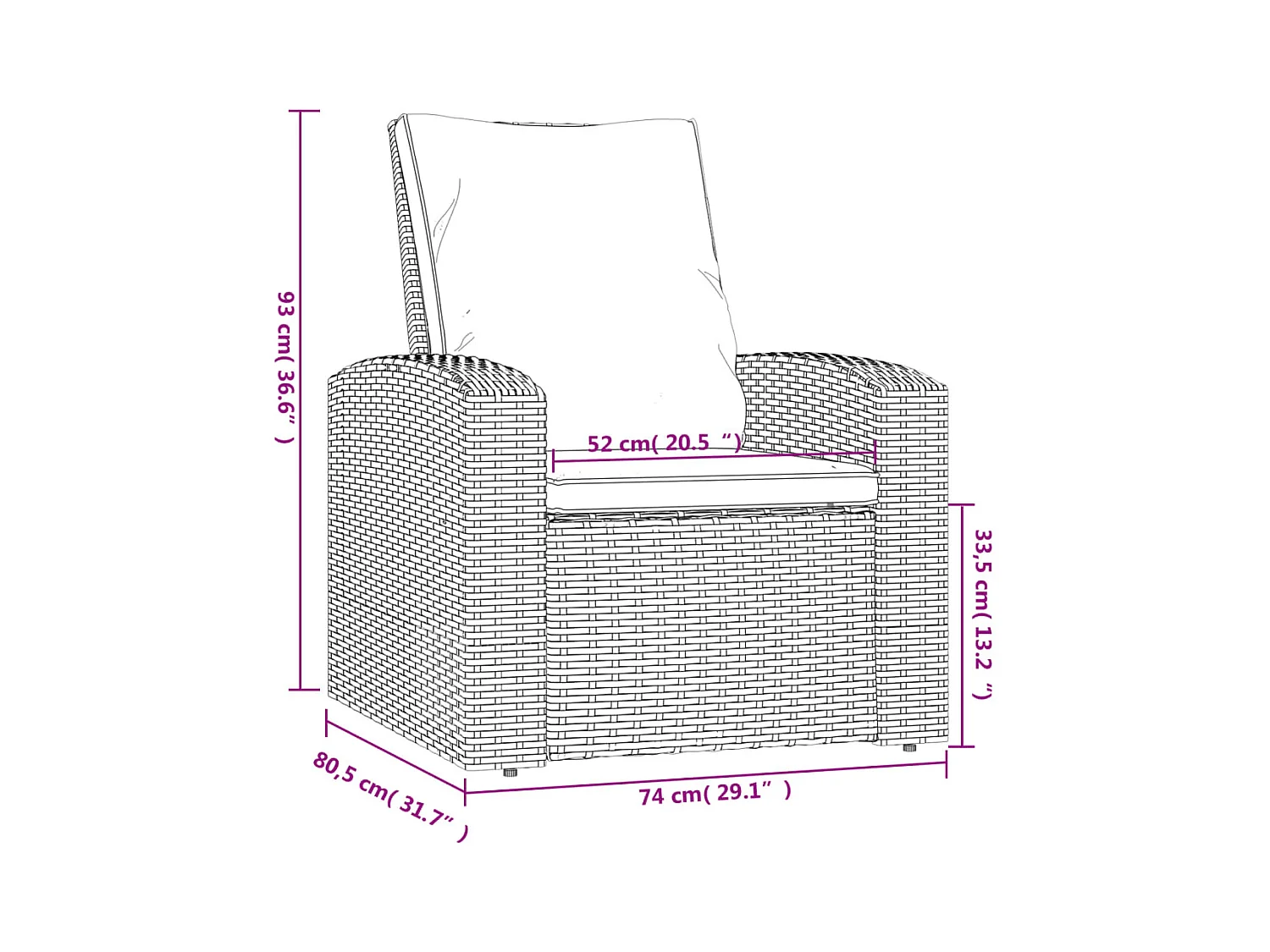 Tuinstoel met lichtbruine rotan kussens