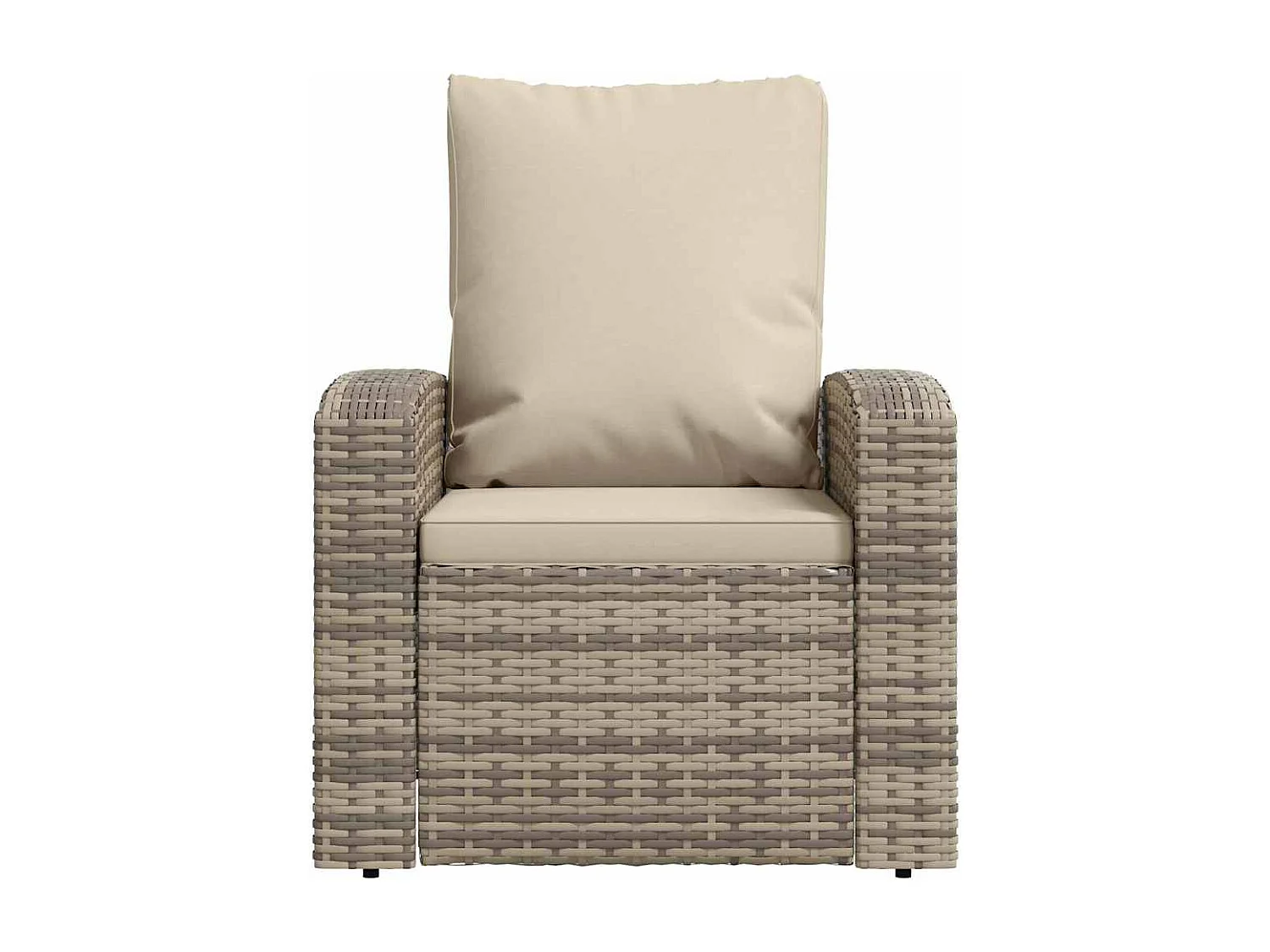 Fauteuil inclinable de jardin avec coussins marron clair rotin