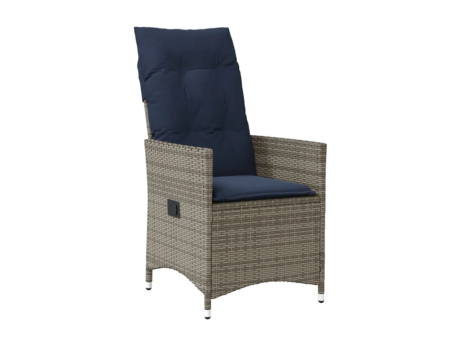 Chaise de jardin inclinable avec coussins en résine tressée grise