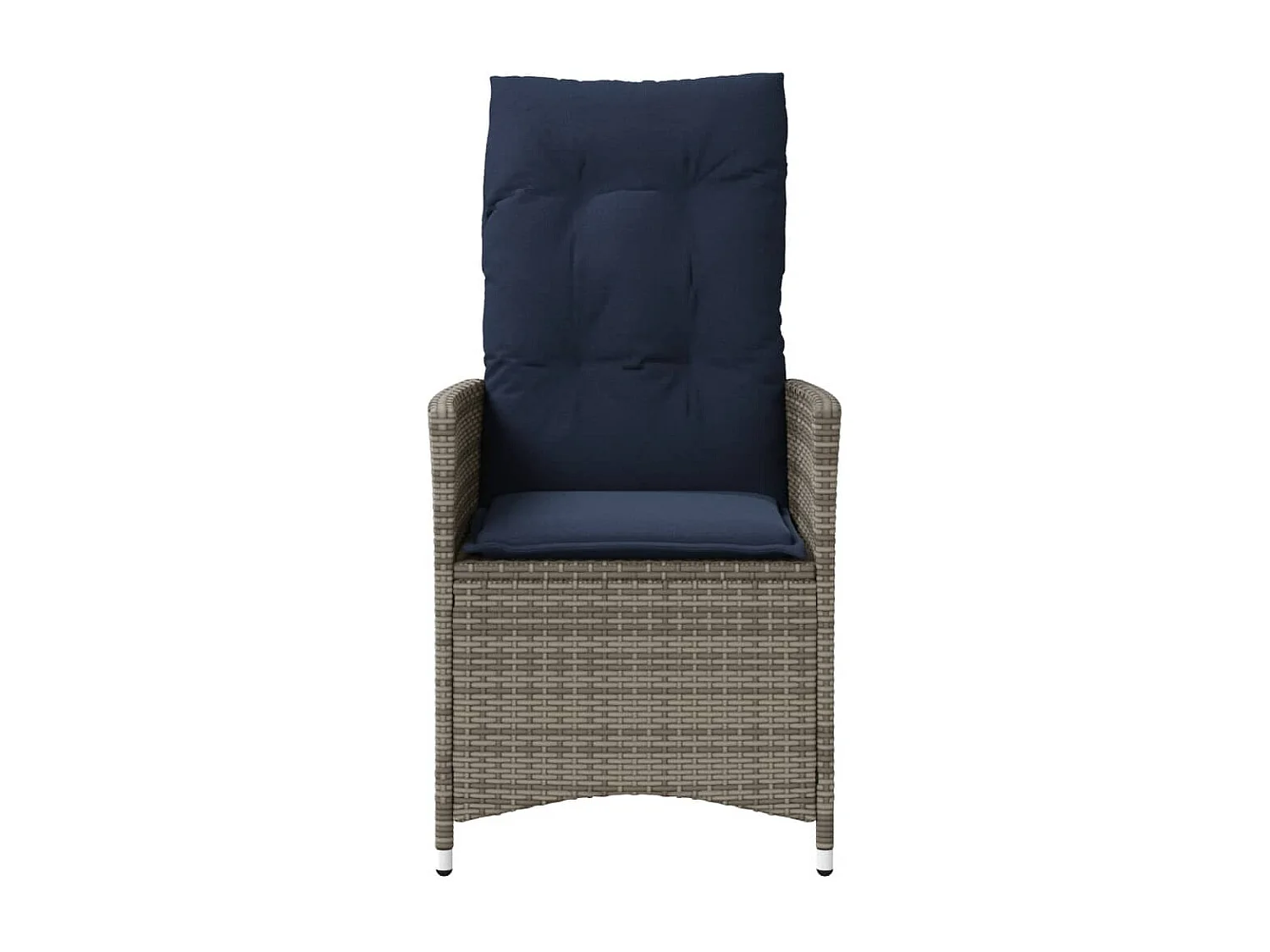 Chaise de jardin inclinable avec coussins en résine tressée grise