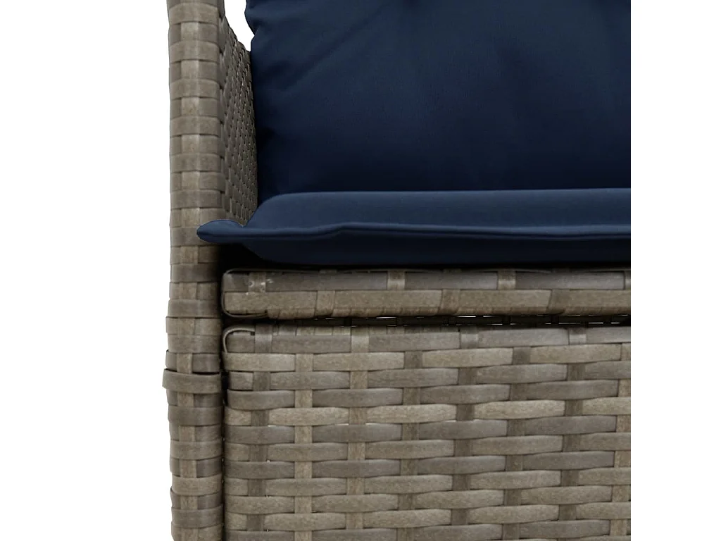 Chaise de jardin inclinable avec coussins en résine tressée grise