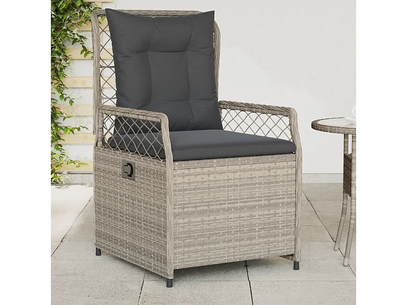 Set van 2 verstelbare tuinstoelen, lichtgrijs, gevlochten hars