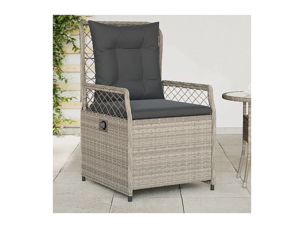 Set van 2 verstelbare tuinstoelen, lichtgrijs, gevlochten hars