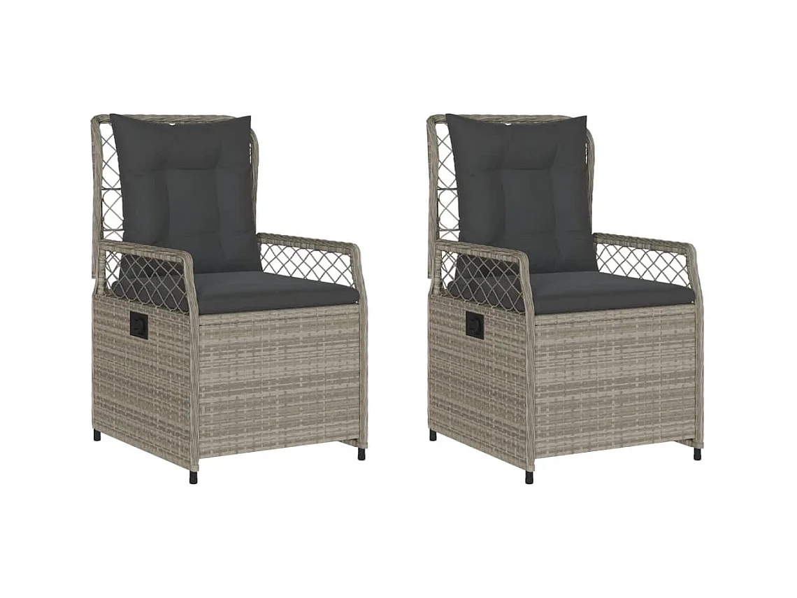 Set van 2 verstelbare tuinstoelen, lichtgrijs, gevlochten hars