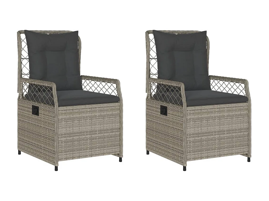 Chaises inclinables de jardin lot de2 gris clair résine tressée