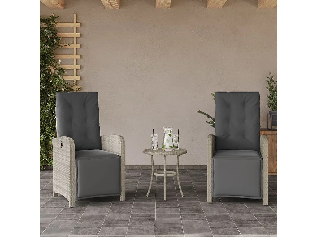 Chaises inclinables de jardin lot de 2 avec repose-pied rotin