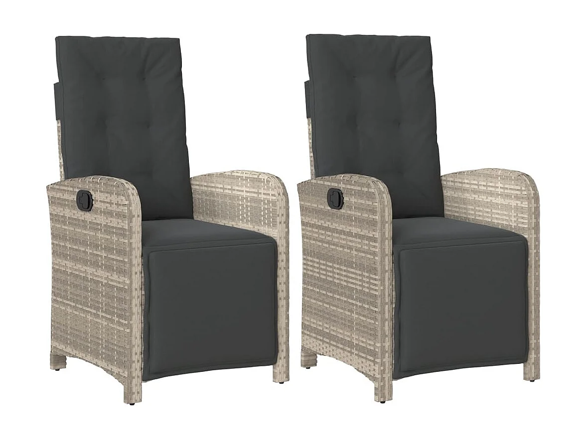 Chaises inclinables de jardin lot de 2 avec repose-pied rotin