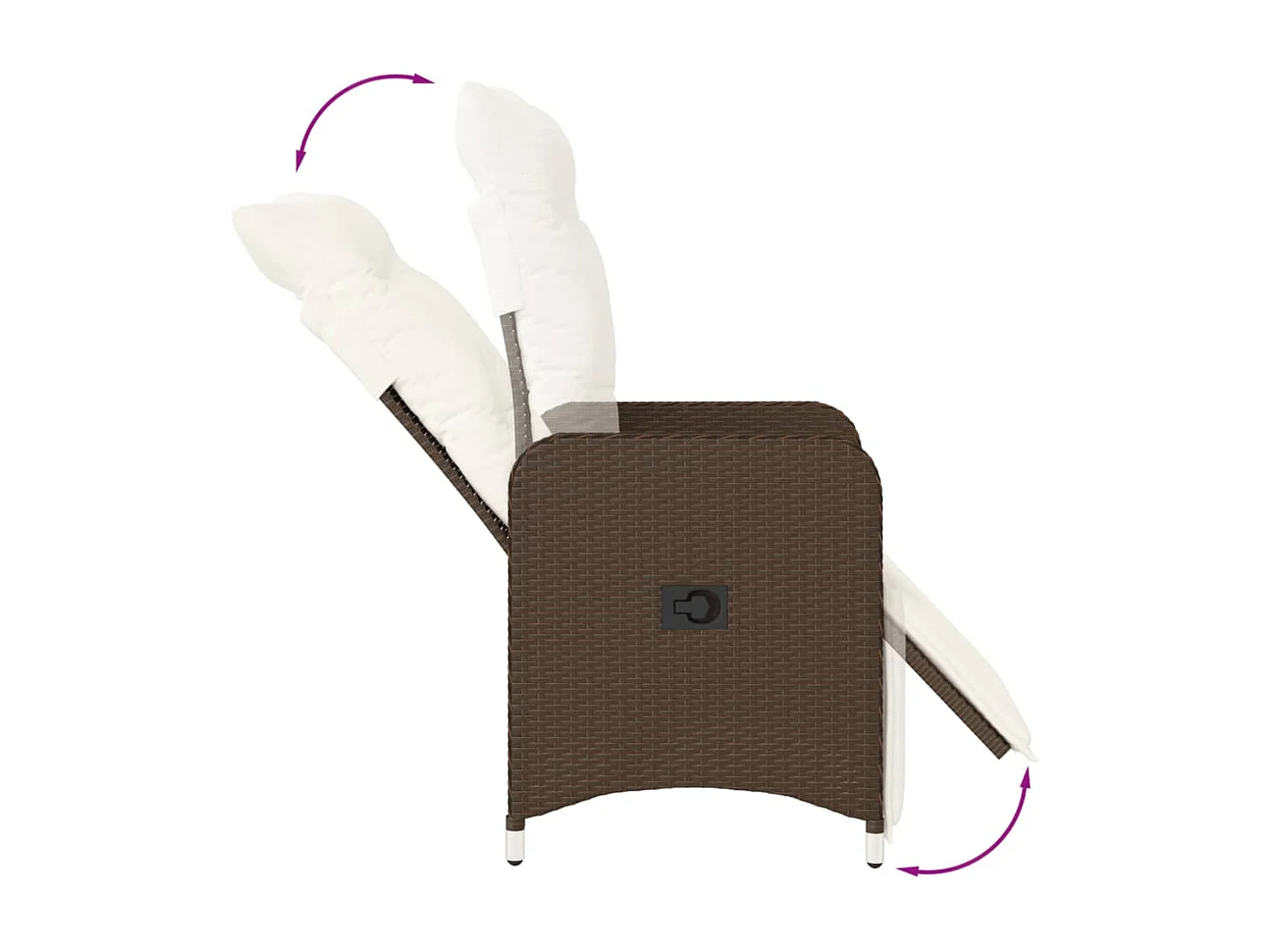 Chaise inclinable de jardin avec coussins marron résine tressée