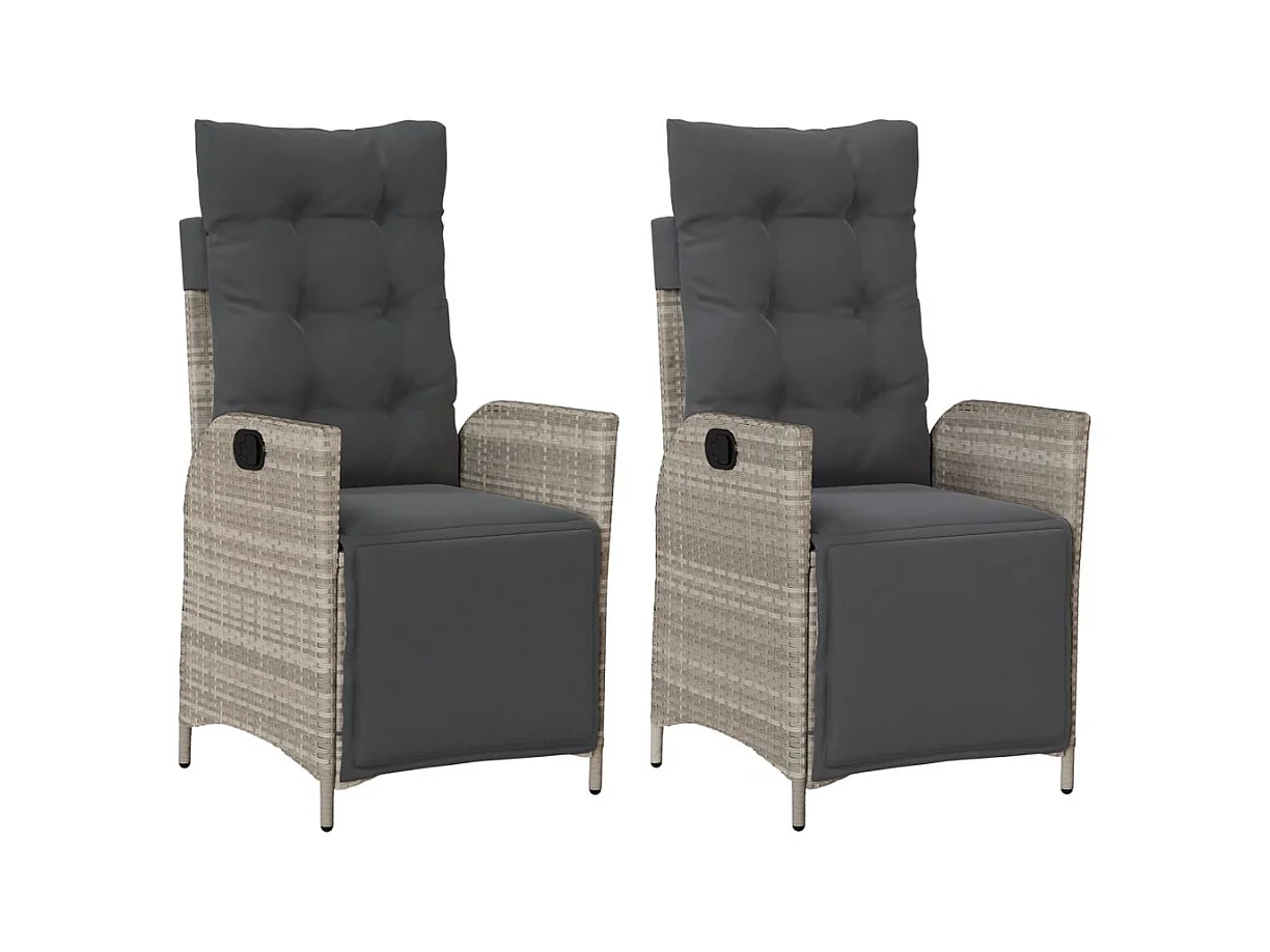 Juego de 2 sillas de jardín reclinables con reposapiés de ratán